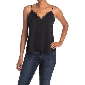 ABOUND women's V-Neck Lace Trim sleeveless Camisole Size XXS in black